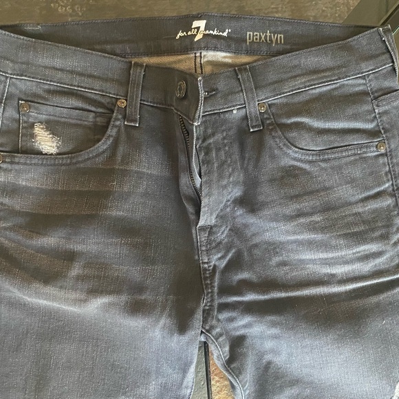 7 For All Mankind Distressed Grey Stretch Jeans Denim 32 - Picture 1 of 13